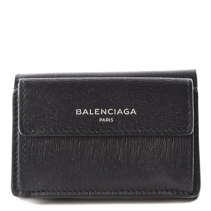 Balenciaga Striped Calfskin Logo Mini Wallet Black 1 of 12