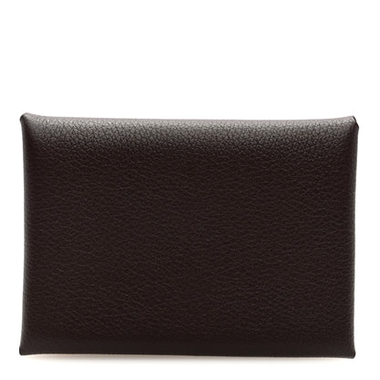 Hermes Evercolor Calvi Duo Card Case Chocolate 1 of 8