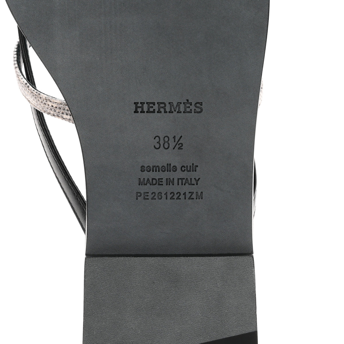 Hermes Calfskin Lizard Miss Sandals 38.5 Black Ombre 7 of 8