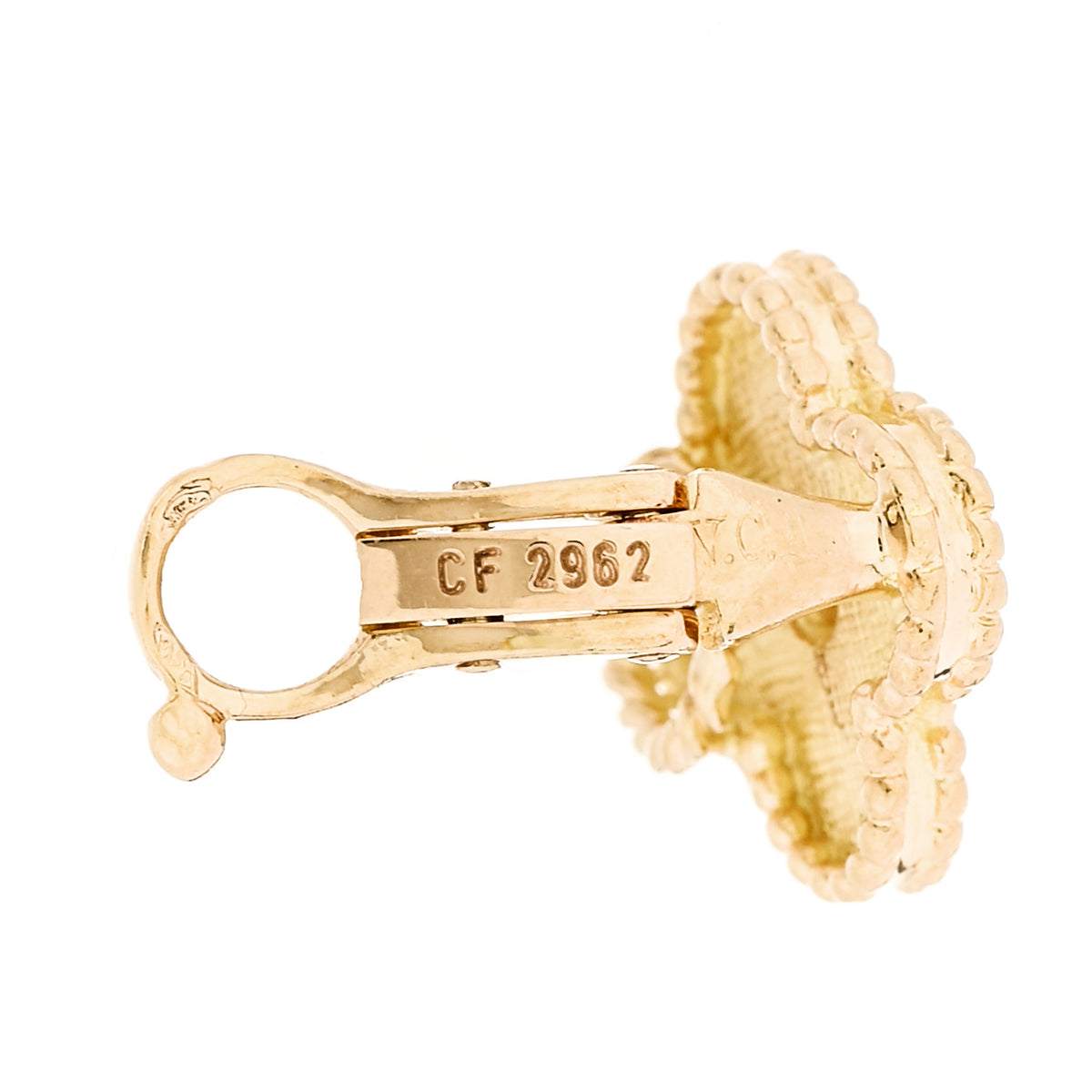 Van Cleef & Arpels 18K Yellow Gold Vintage Alhambra Earrings 4 of 5