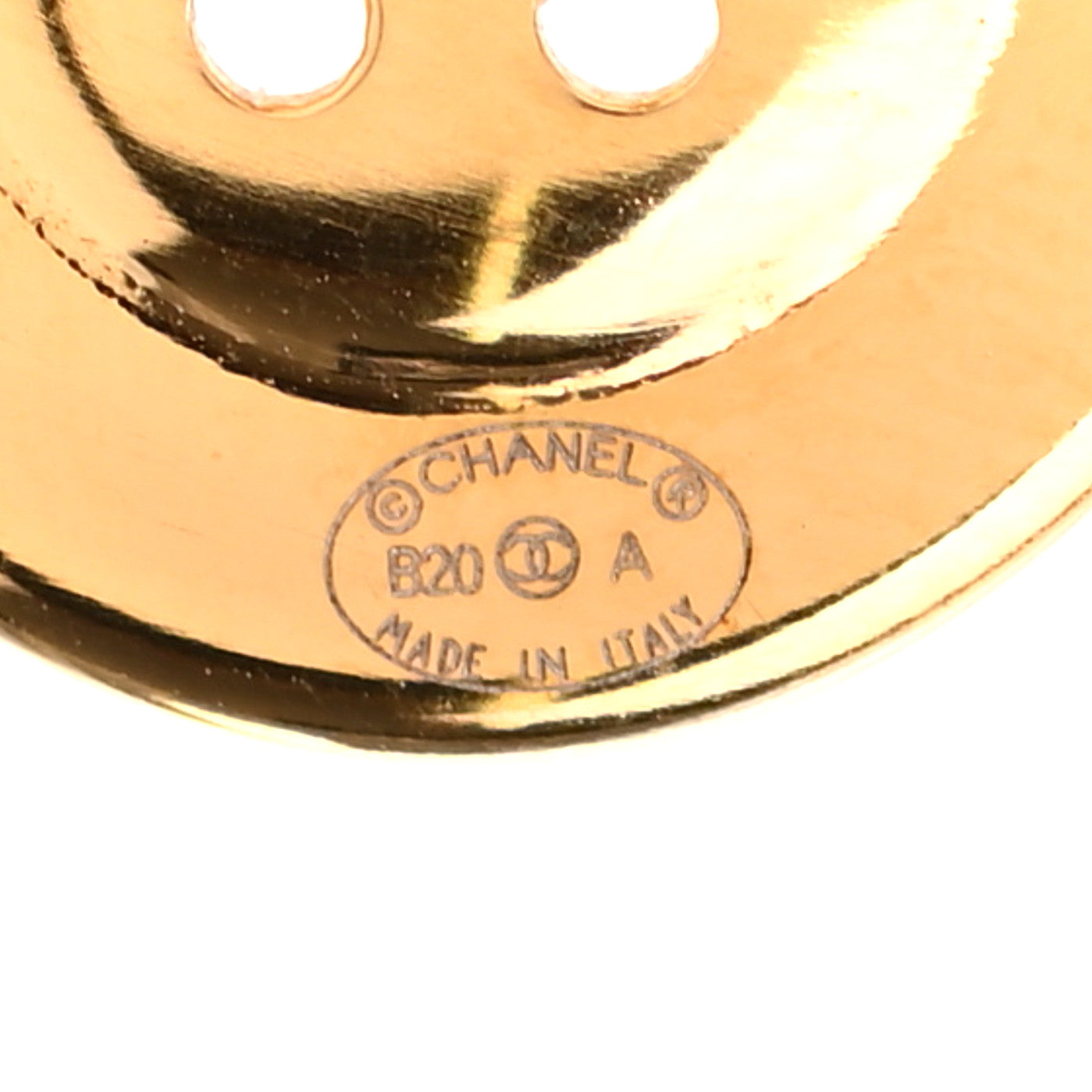 Chanel Metal Paris Button Stud Earrings Gold 4 of 4