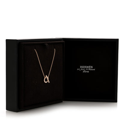 Hermes 18K Rose Gold Diamond Finesse Pendant Necklace 5 of 5