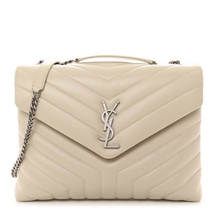 Saint Laurent Calfskin Y Quilted Monogram Medium Loulou Chain Satchel Crema Soft 1 of 9
