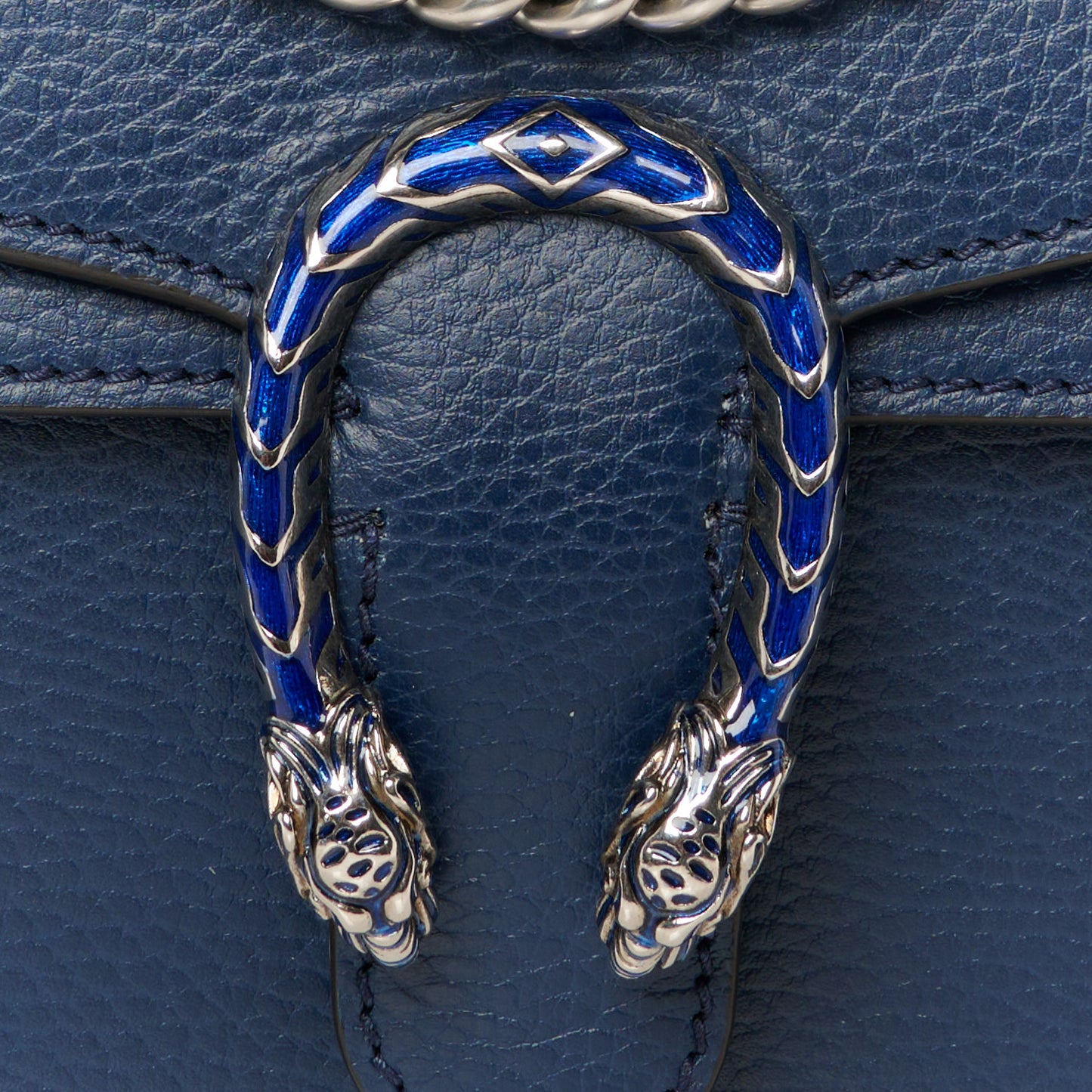 Dollar Calfskin Enamel Small Dionysus Shoulder Bag Blue Agata Electric Blue