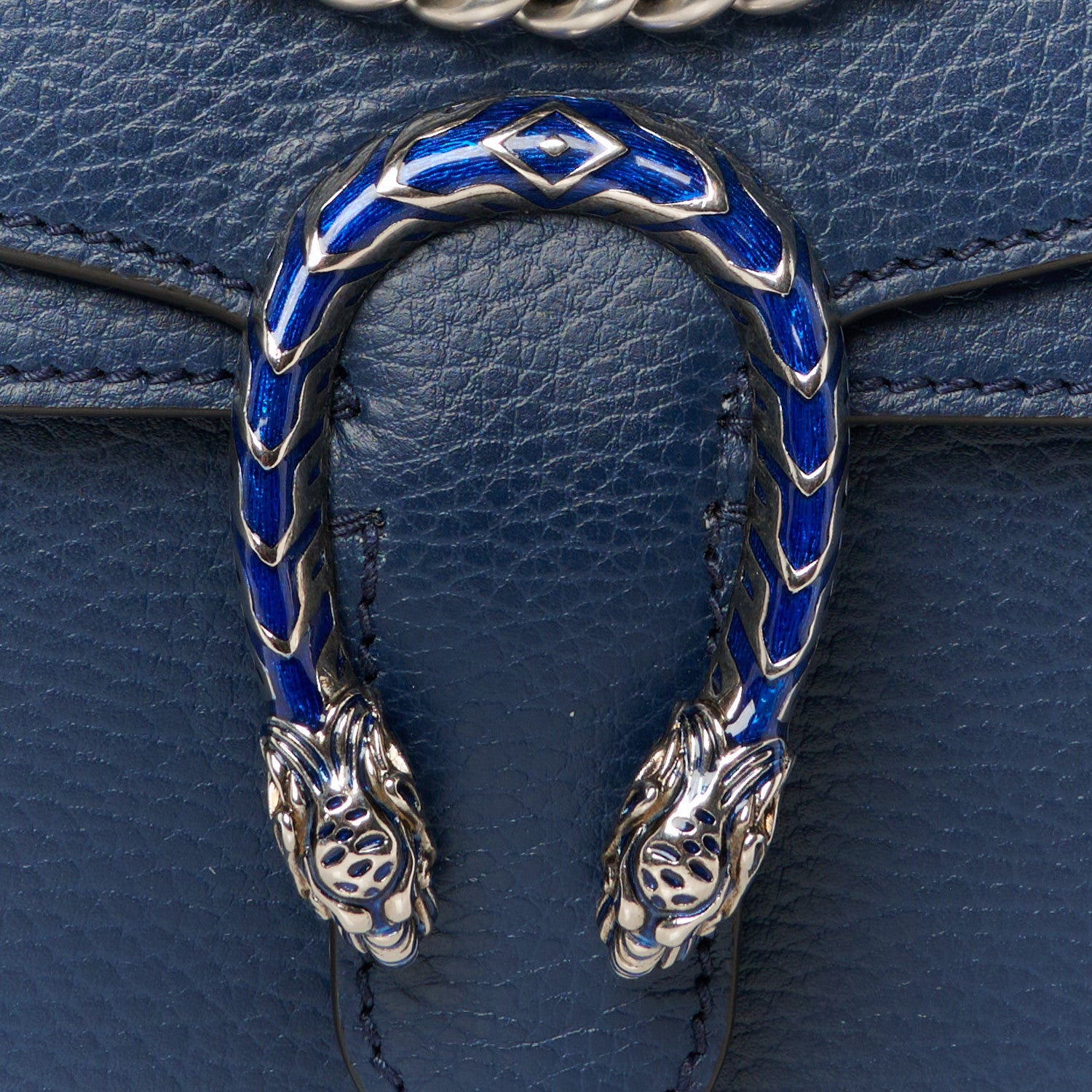 Gucci Dollar Calfskin Enamel Small Dionysus Shoulder Bag Blue Agata Electric Blue 10 of 13