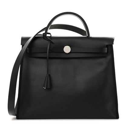 Hermes Toile H Berline Vache Hunter Herbag Zip PM 31 Black Ecru 1 of 13