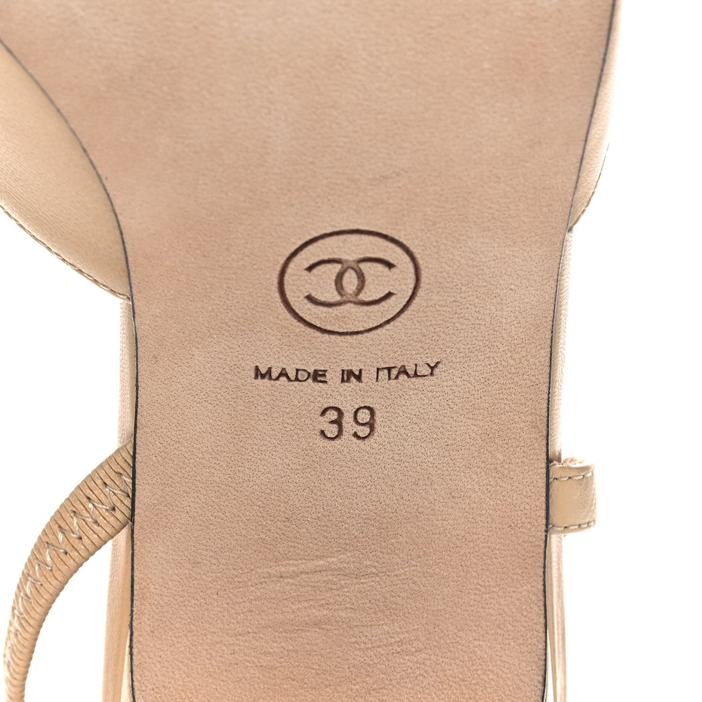 Goatskin Grosgrain Cap Toe CC Slingback Pumps 39 Beige Black
