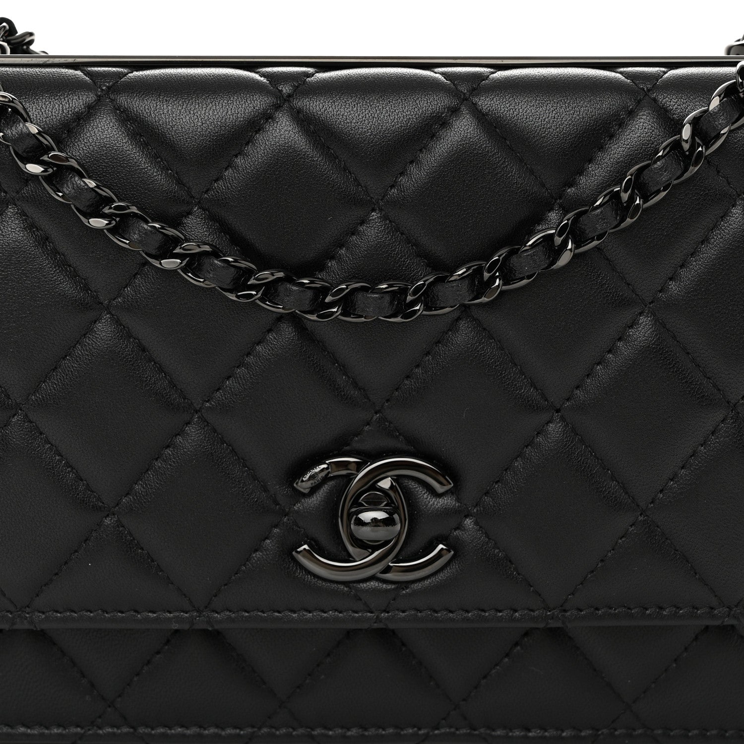 Chanel Lambskin Quilted Trendy CC Wallet On Chain WOC So Black 9 of 12