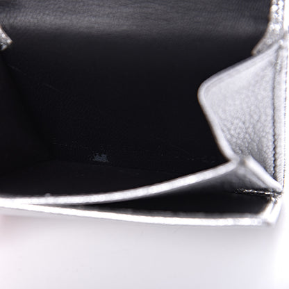 Balenciaga Metallic Goatskin Logo Mini Everyday Wallet Argent Black 8 of 11