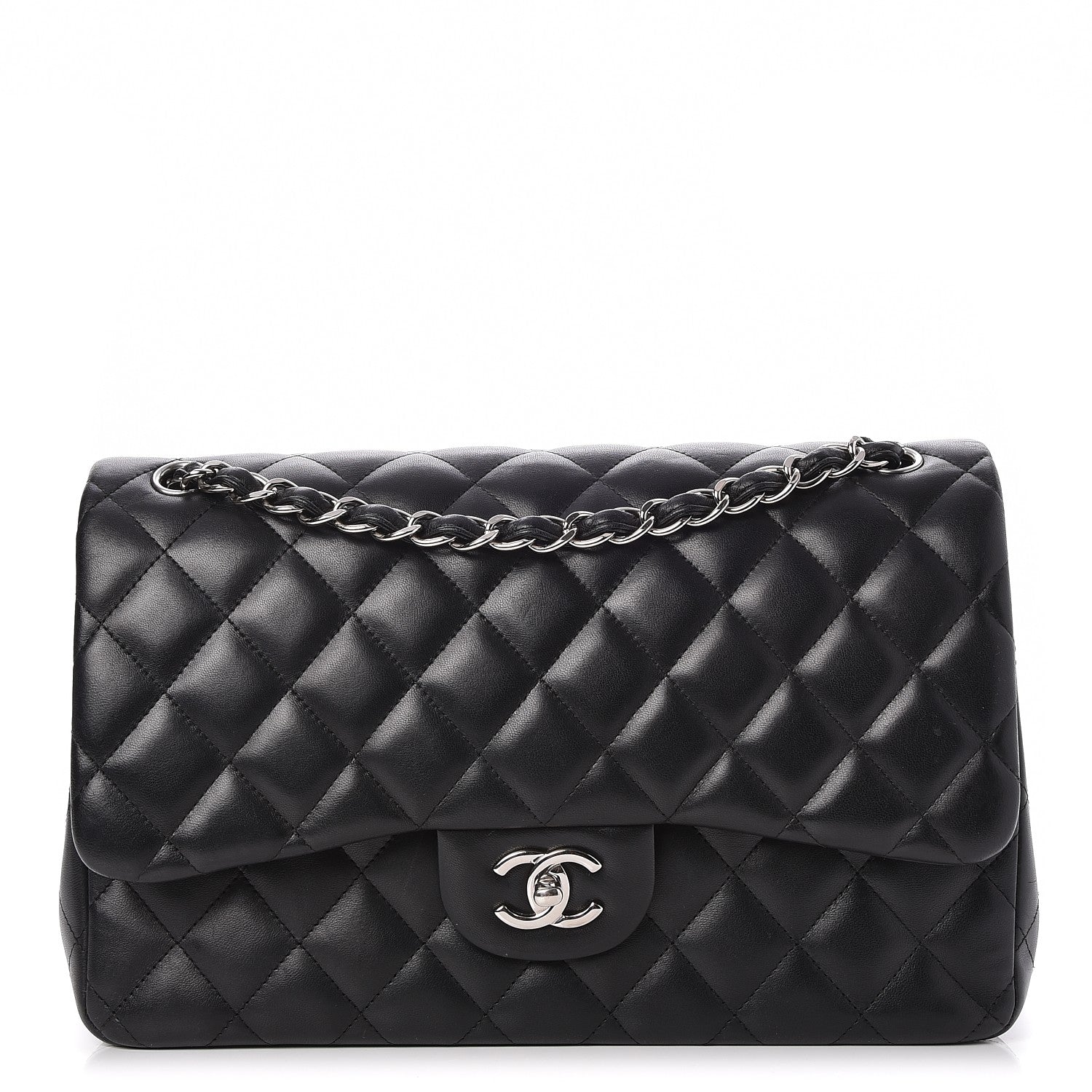 Chanel Lambskin Quilted Jumbo Double Flap Black 1 of 8