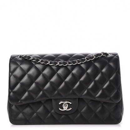 Chanel Lambskin Quilted Jumbo Double Flap Black 1 of 8