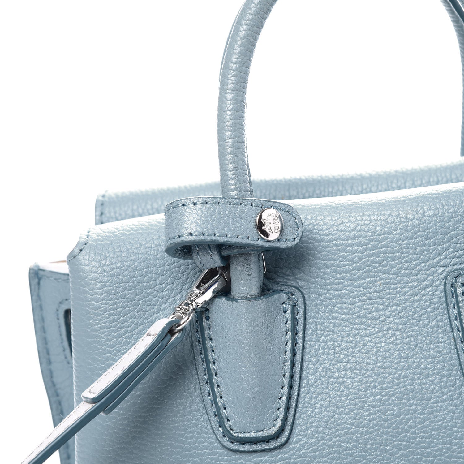 MCM Grained Calfskin Mini Milla Tote Sky Blue 13 of 13