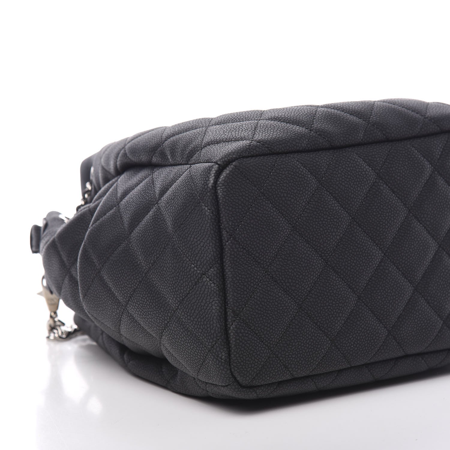 Chanel Grained Calfskin Quilted Medium CC Chain Bucket Drawstring Bag Grey 8 of 10