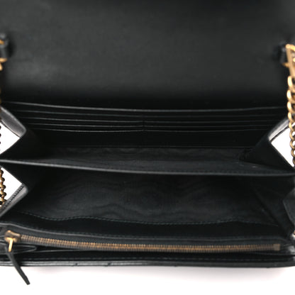 Gucci Calfskin Matelasse GG Marmont Chain Wallet Black 5 of 11