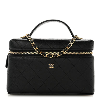 Chanel Goatskin Quilted Top Handle Slim Vanity With Chain Black 1 of 11