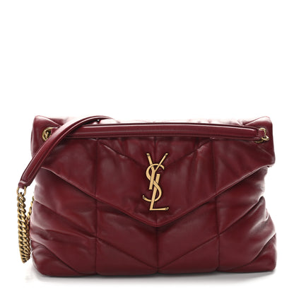Saint Laurent Lambskin Quilted Medium Loulou Puffer Monogram Chain Satchel Opyum Red 1 of 10
