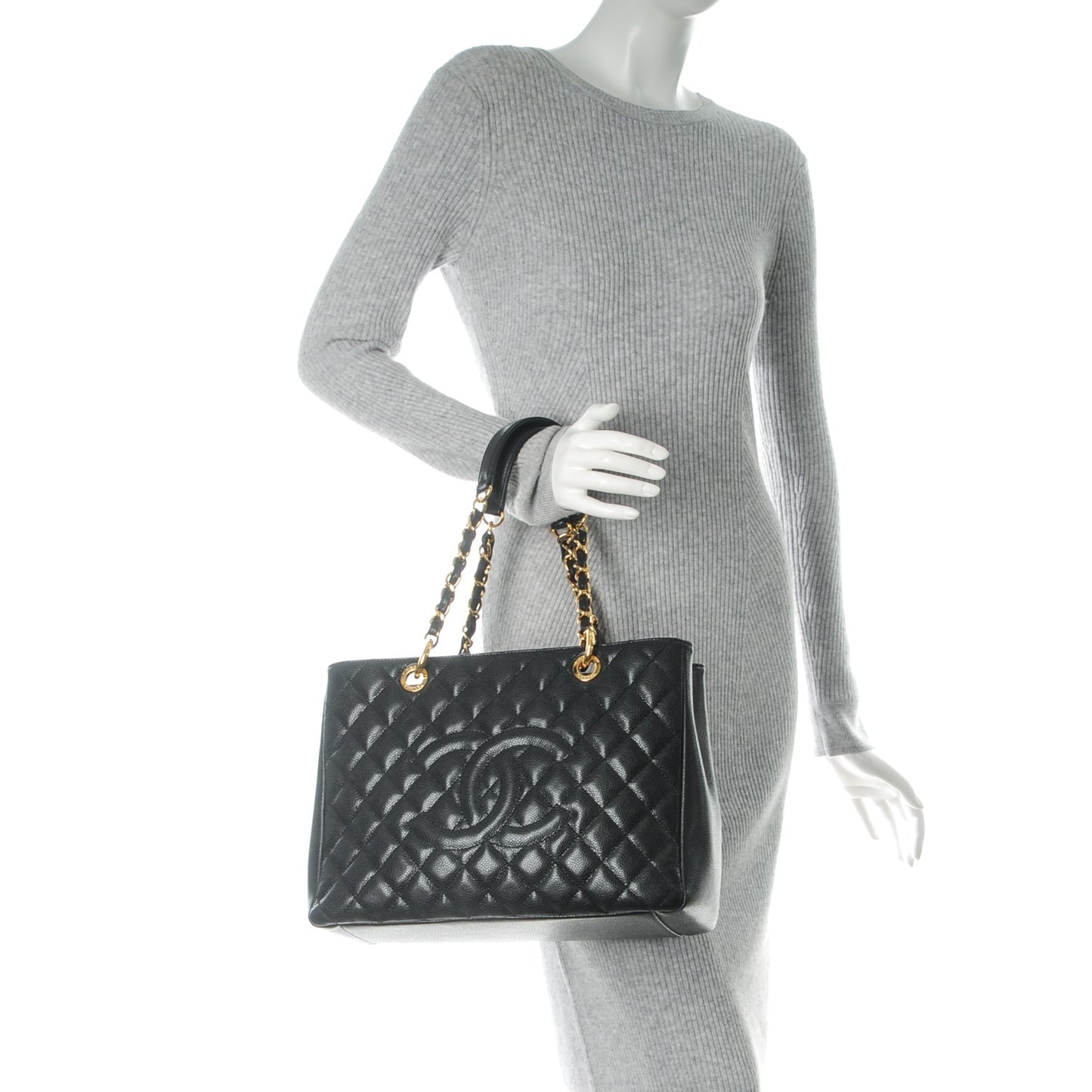 Caviar Quilted Grand Shopping Tote GST Black