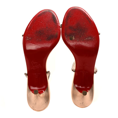 Christian Louboutin Metallic Calfskin PVC Crystal Just Queen 70 Sandals 37 Gold 6 of 8