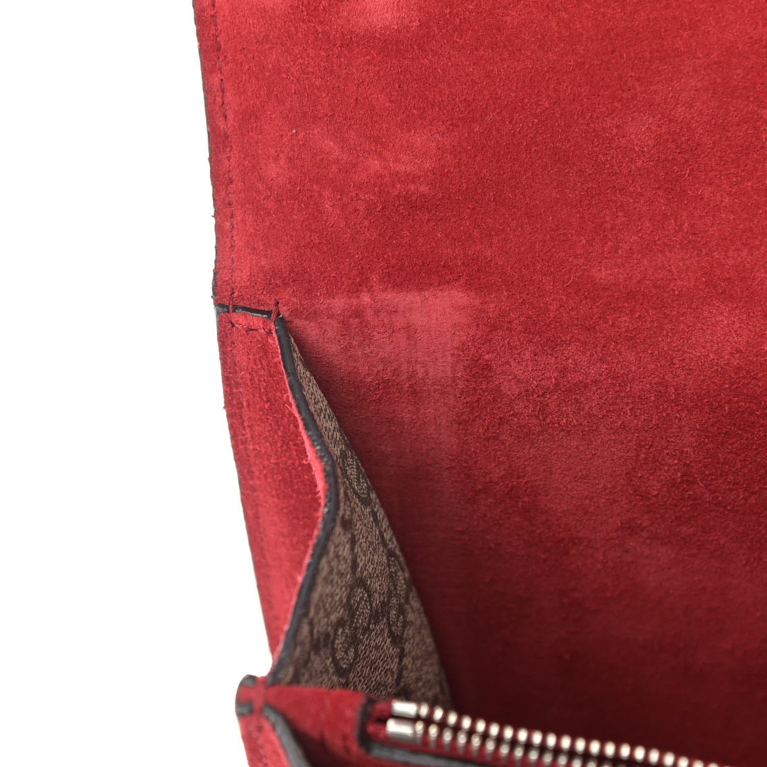 Gucci GG Supreme Monogram Suede Cudu Medium Dionysus Shoulder Bag Beige Ebony Vulcanic Red 13 of 14