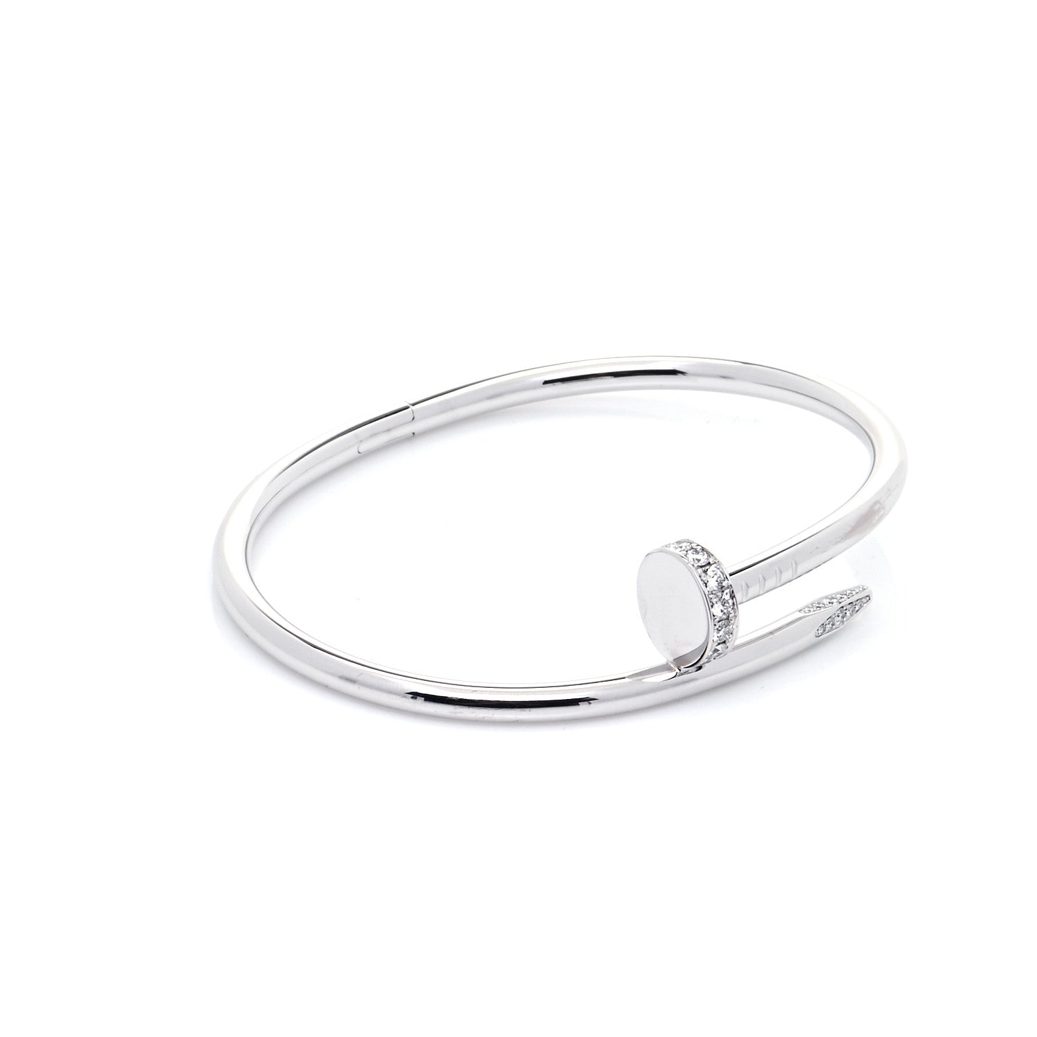 Cartier 18K White Gold Diamond Juste Un Clou Bracelet 17 5 of 8