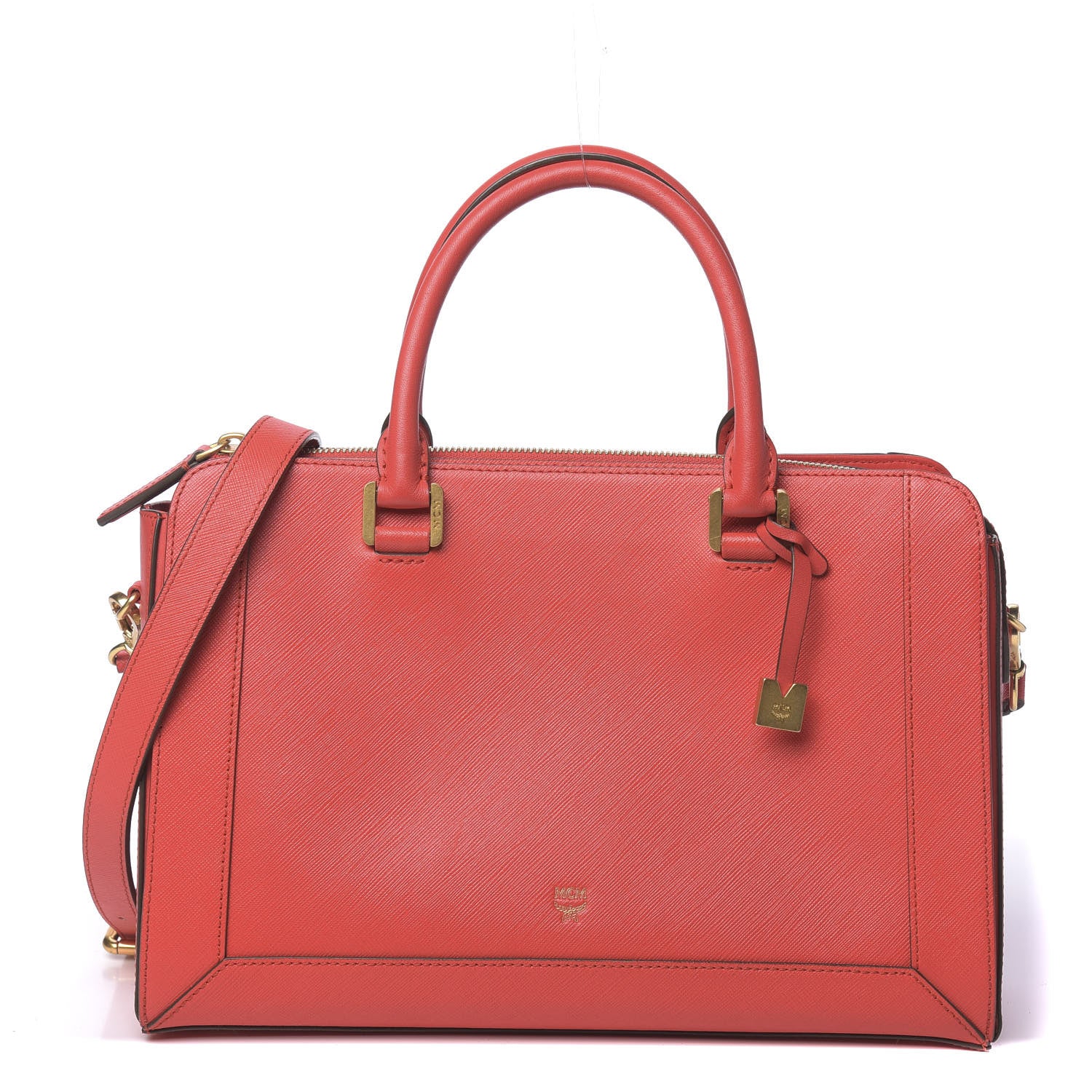 MCM Saffiano Nuovo Tote Red 1 of 12
