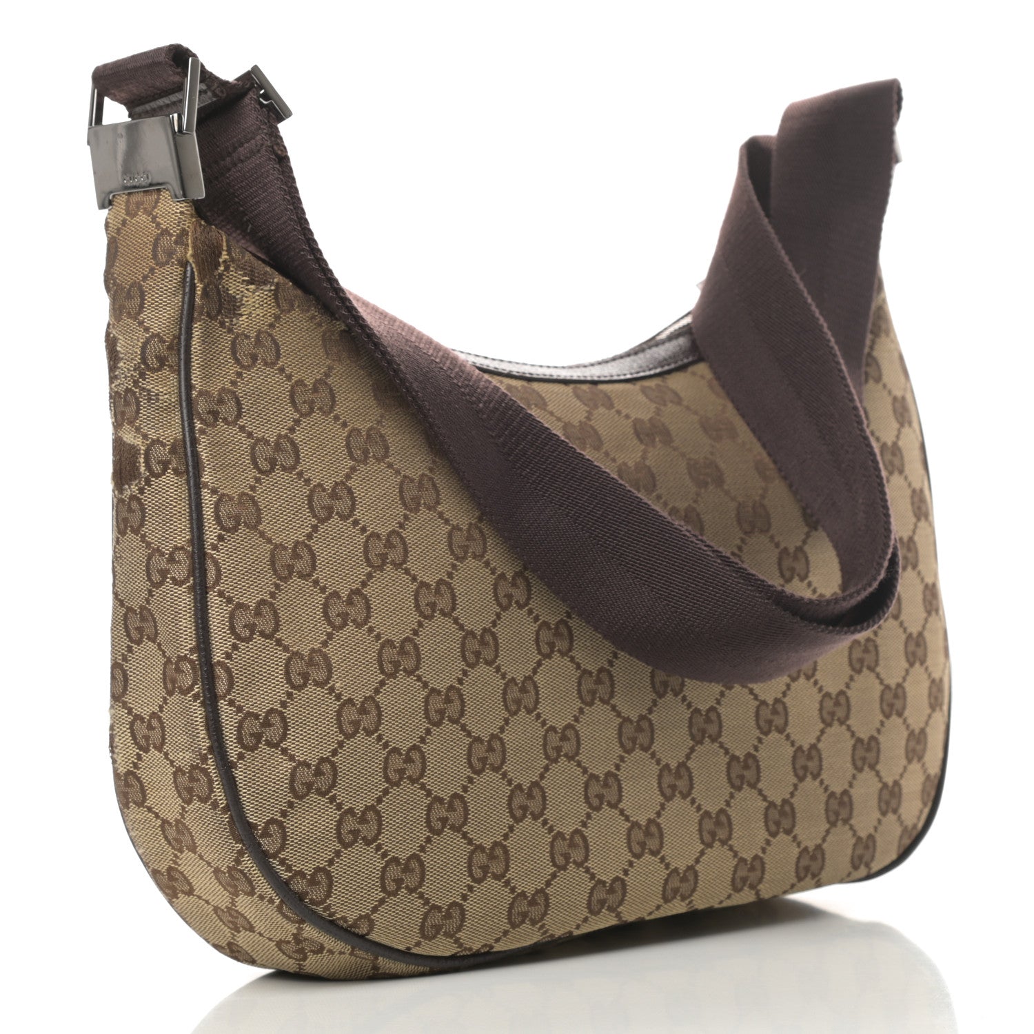 Gucci Monogram Medium Half Moon Hobo Dark Brown 3 of 16