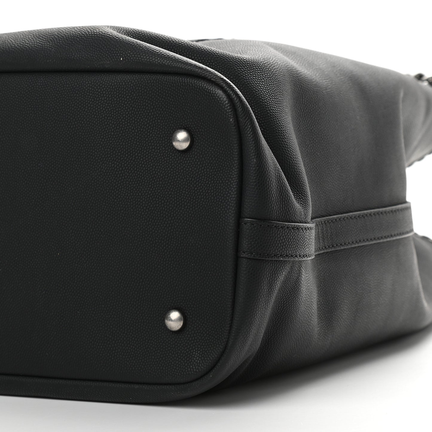 Grained Calfskin Large Coco Eyelets Shopping Tote Black
