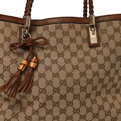 Gucci Monogram Cellarius Calfskin Medium Bella Tote Beige Ebony Cuir 8 of 11