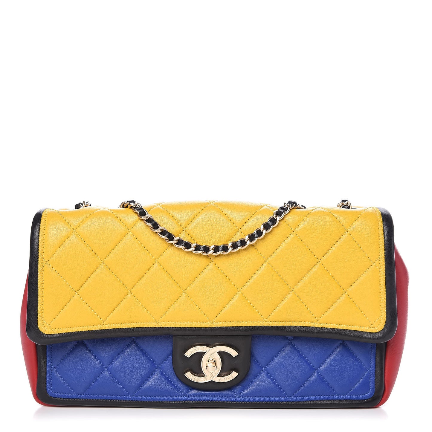 Lambskin Tri-Color Medium Graphic Flap Multicolor
