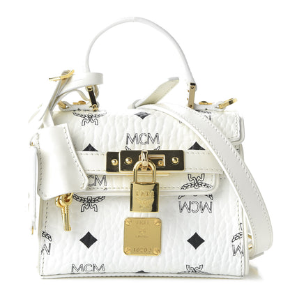 MCM Visetos X-Mini Heritage Top Handle Satchel White 1 of 10