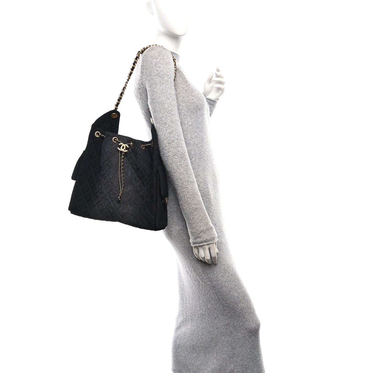 Chanel Washed Denim Quilted Medium Chanel 25 Handbag Black 2 of 12