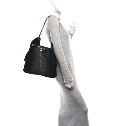 Chanel Washed Denim Quilted Medium Chanel 25 Handbag Black 2 of 12