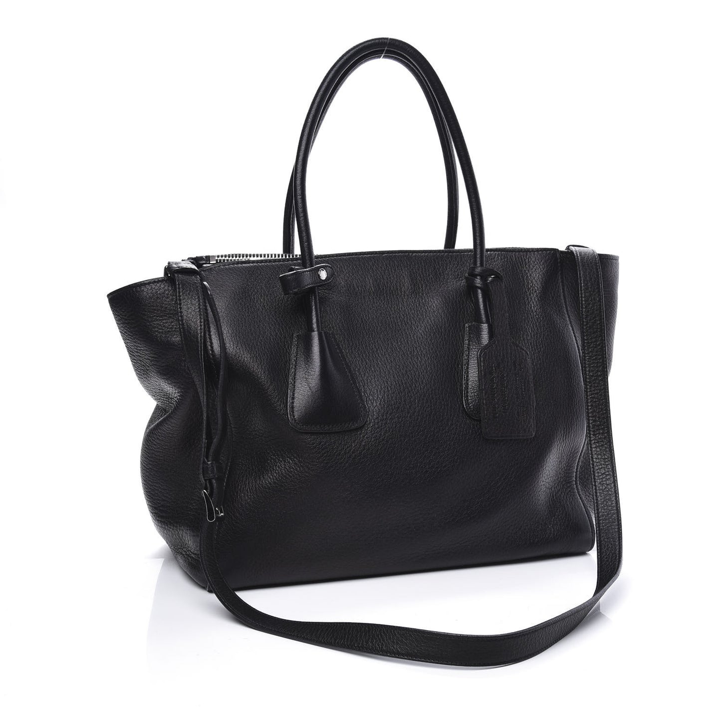 Vitello Daino Twin Pocket Tote Black