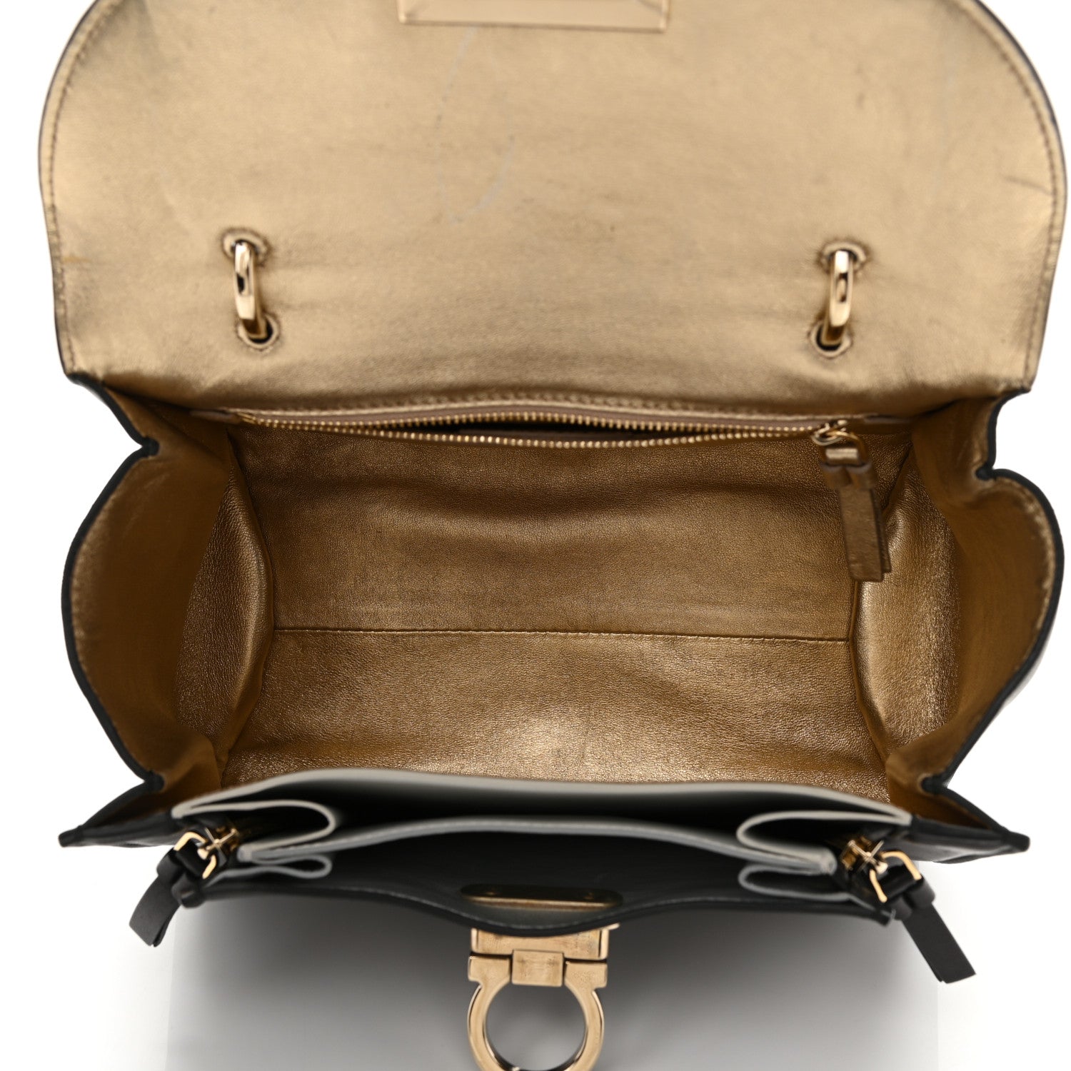 Salvatore Ferragamo Calfskin Sofia Rainbow Top Handle Bag Black 4 of 11