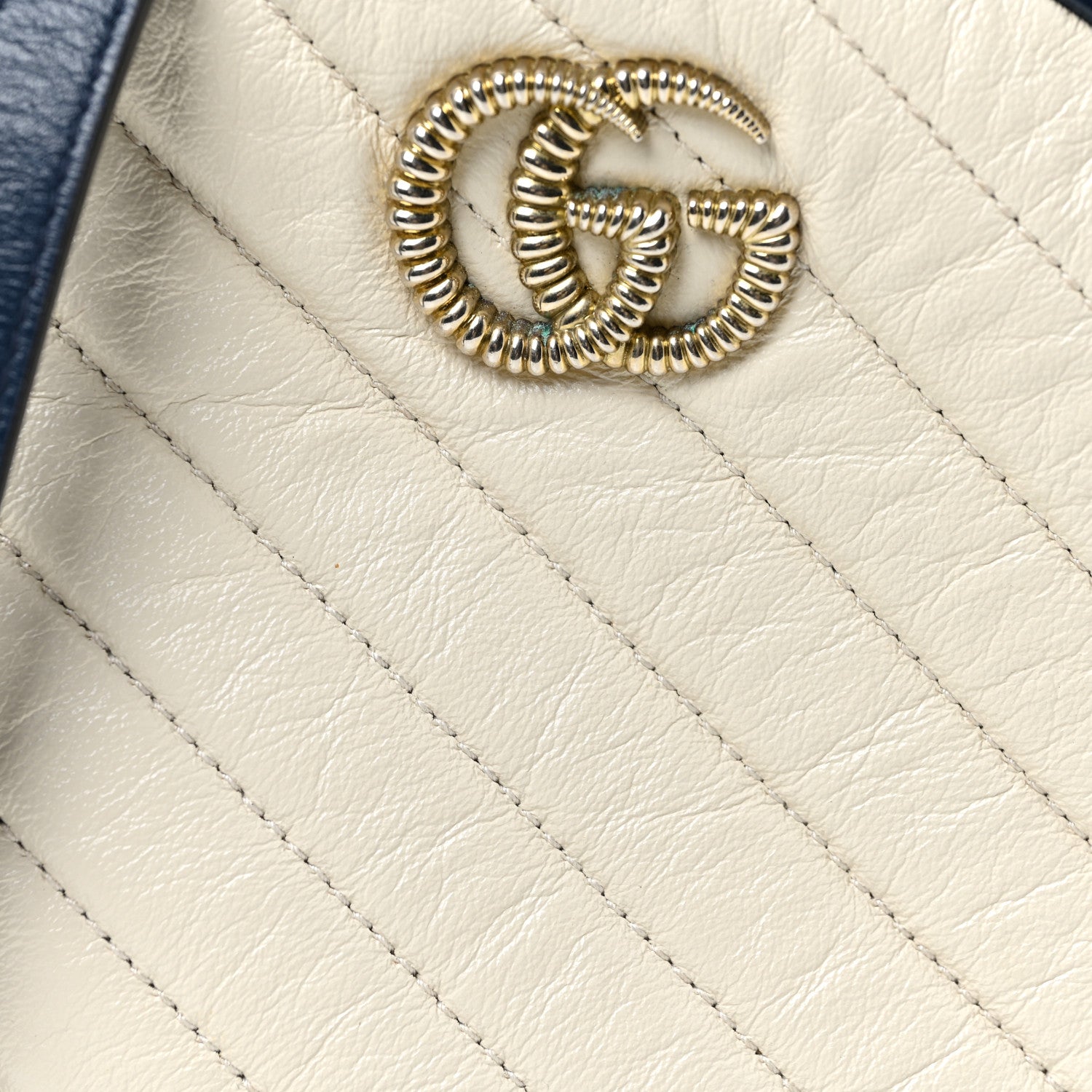 Gucci Azalea Calfskin Matelasse Diagonal Mini Torchon GG Marmont Round Shoulder Bag Mystic White Blue Agata 8 of 12