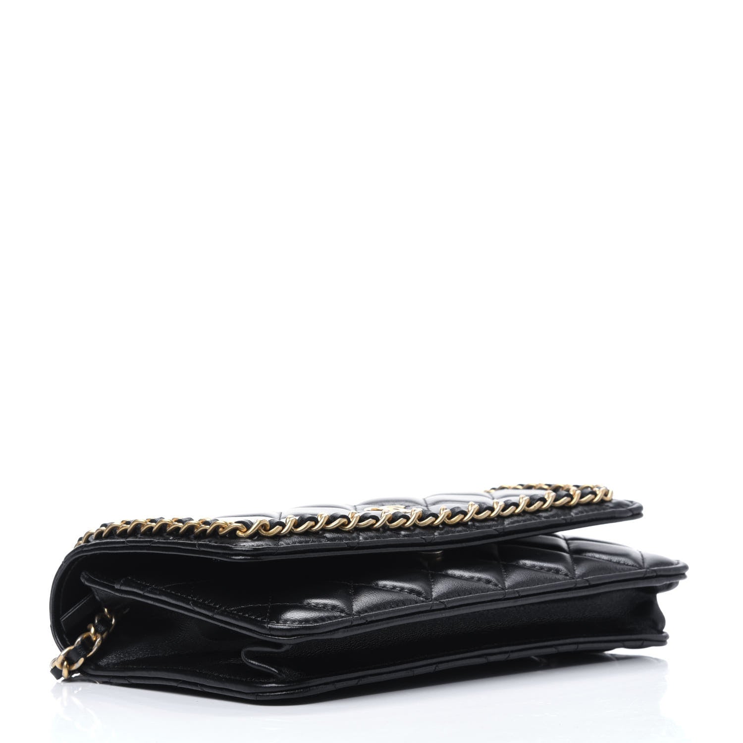 Chanel Lambskin Quilted Chain Around Wallet On Chain WOC Black 4 of 13