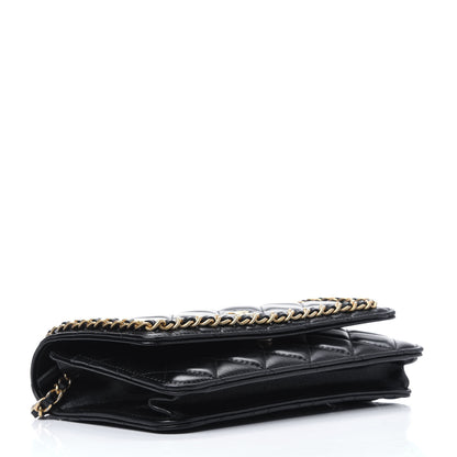 Chanel Lambskin Quilted Chain Around Wallet On Chain WOC Black 4 of 13