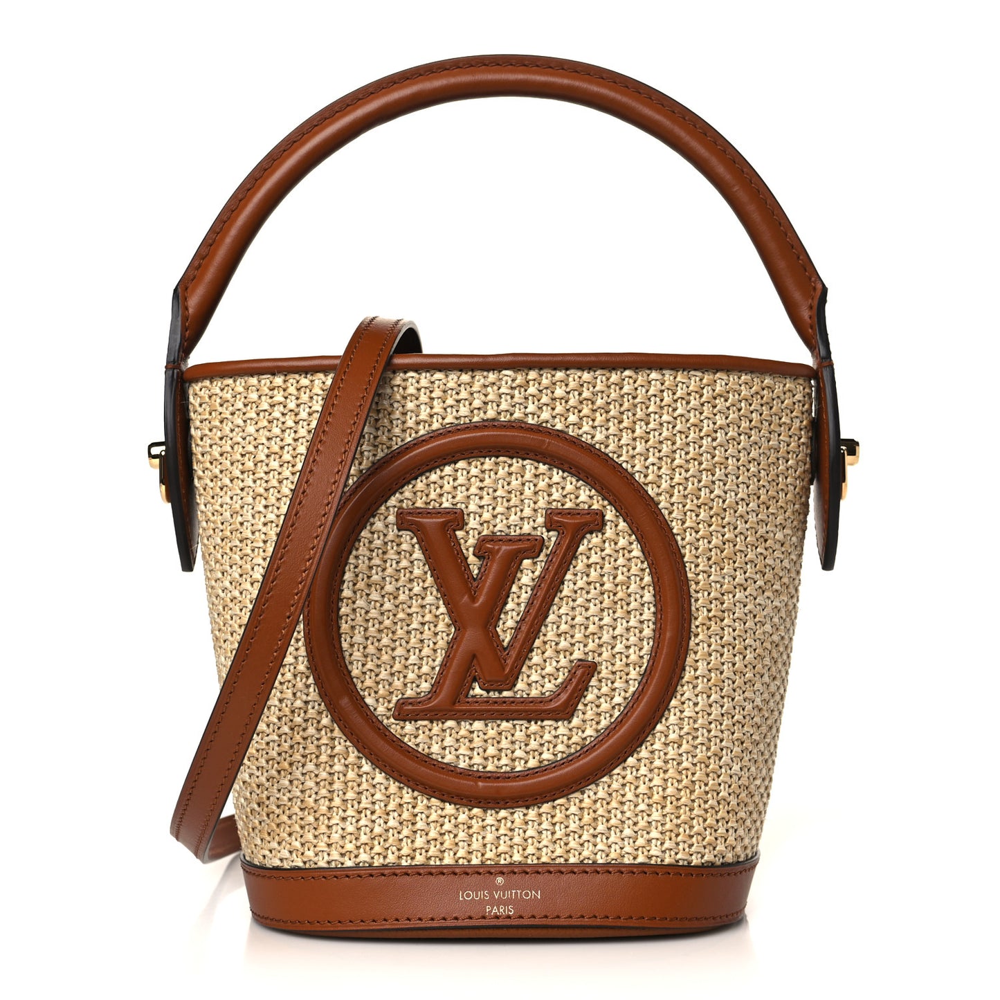 Kitted Raffia Petit Bucket Caramel