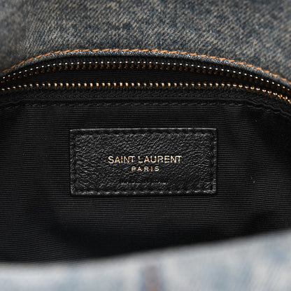 Saint Laurent Denim Quilted Small Loulou Puffer Monogram Chain Satchel Blue Cinnamon 6 of 10