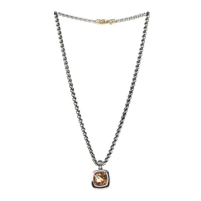 David Yurman Sterling Silver 18K Yellow Gold Citrine Albion Pendant Wheat Chain Necklace 3 of 6