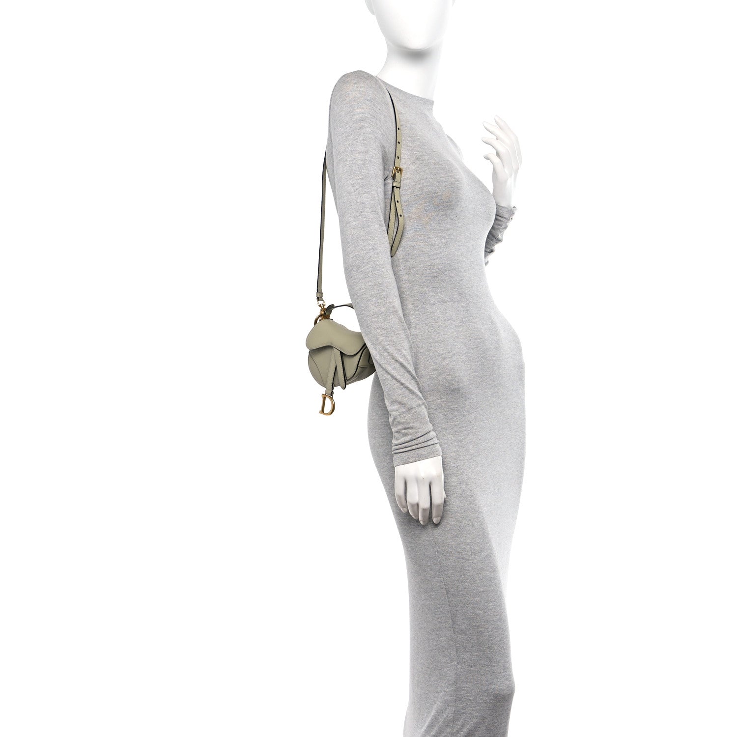 Christian Dior Goatskin Micro Saddle Bag With Strap Sage Green 2 of 9