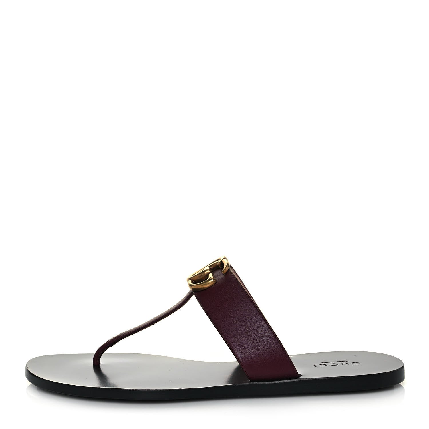Gucci Calfskin GG Marmont Thong Sandals 37.5 Vintage Bordeaux 1 of 9