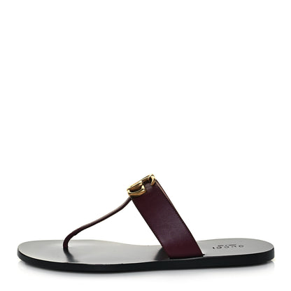 Gucci Calfskin GG Marmont Thong Sandals 37.5 Vintage Bordeaux 1 of 9