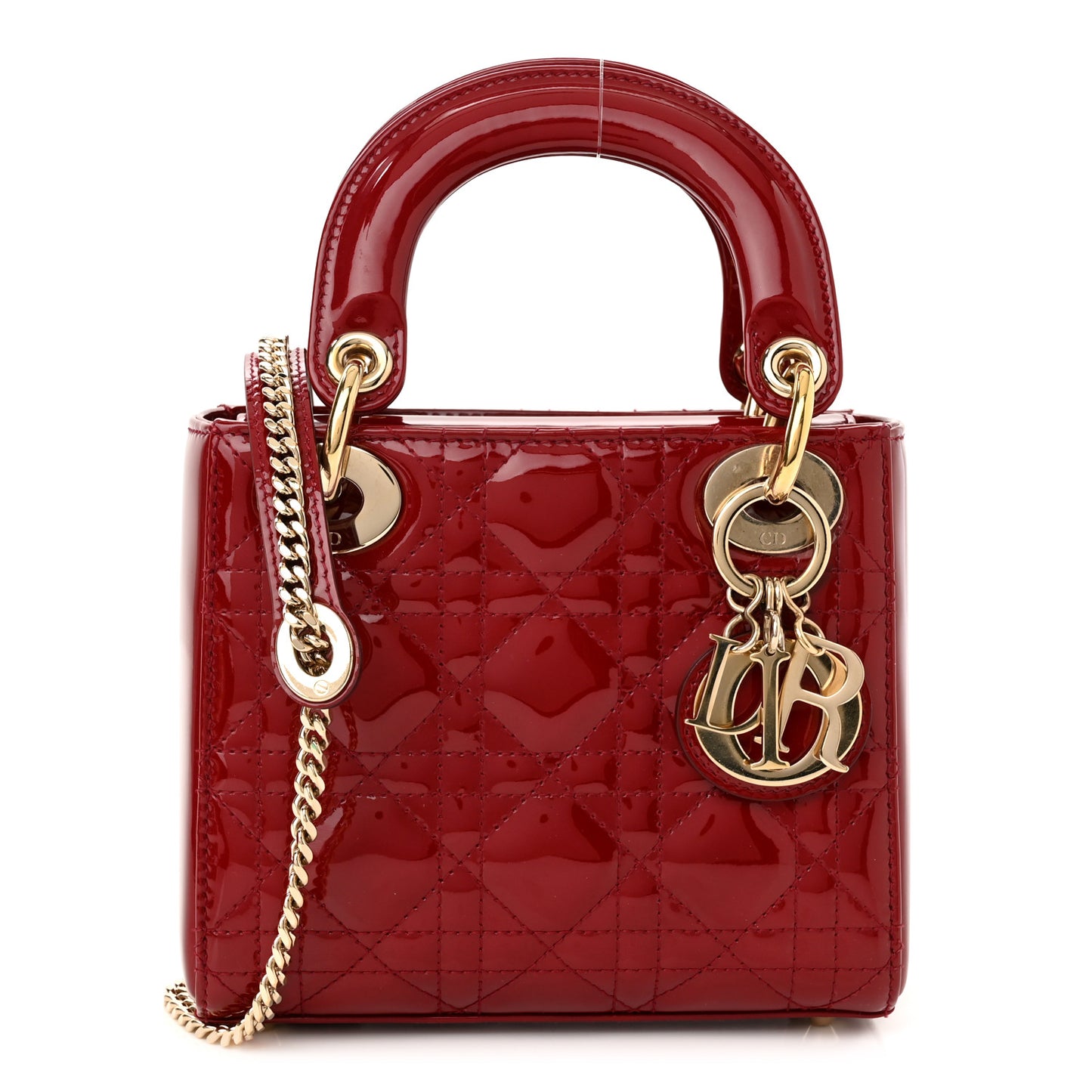 Patent Cannage Mini Lady Dior Red
