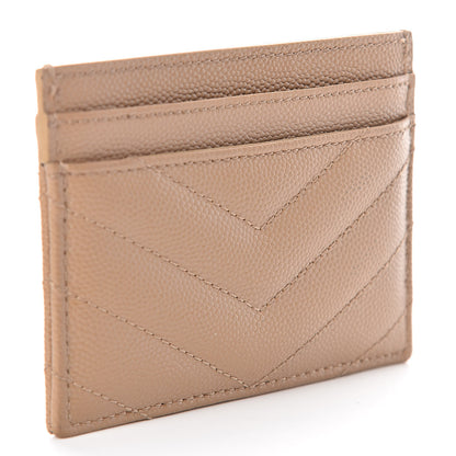 Saint Laurent Grain De Poudre Matelasse Chevron Monogram Credit Card Case Cork 3 of 7
