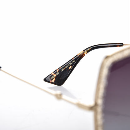 Gucci Glitter Acetate Oversize Square Frame Sunglasses GG0106S Gold 5 of 8