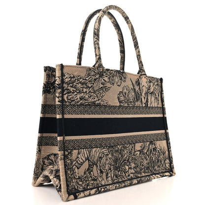 Christian Dior Canvas Embroidered Medium Dioriviera Toile De Jouy Book Tote Black 3 of 14