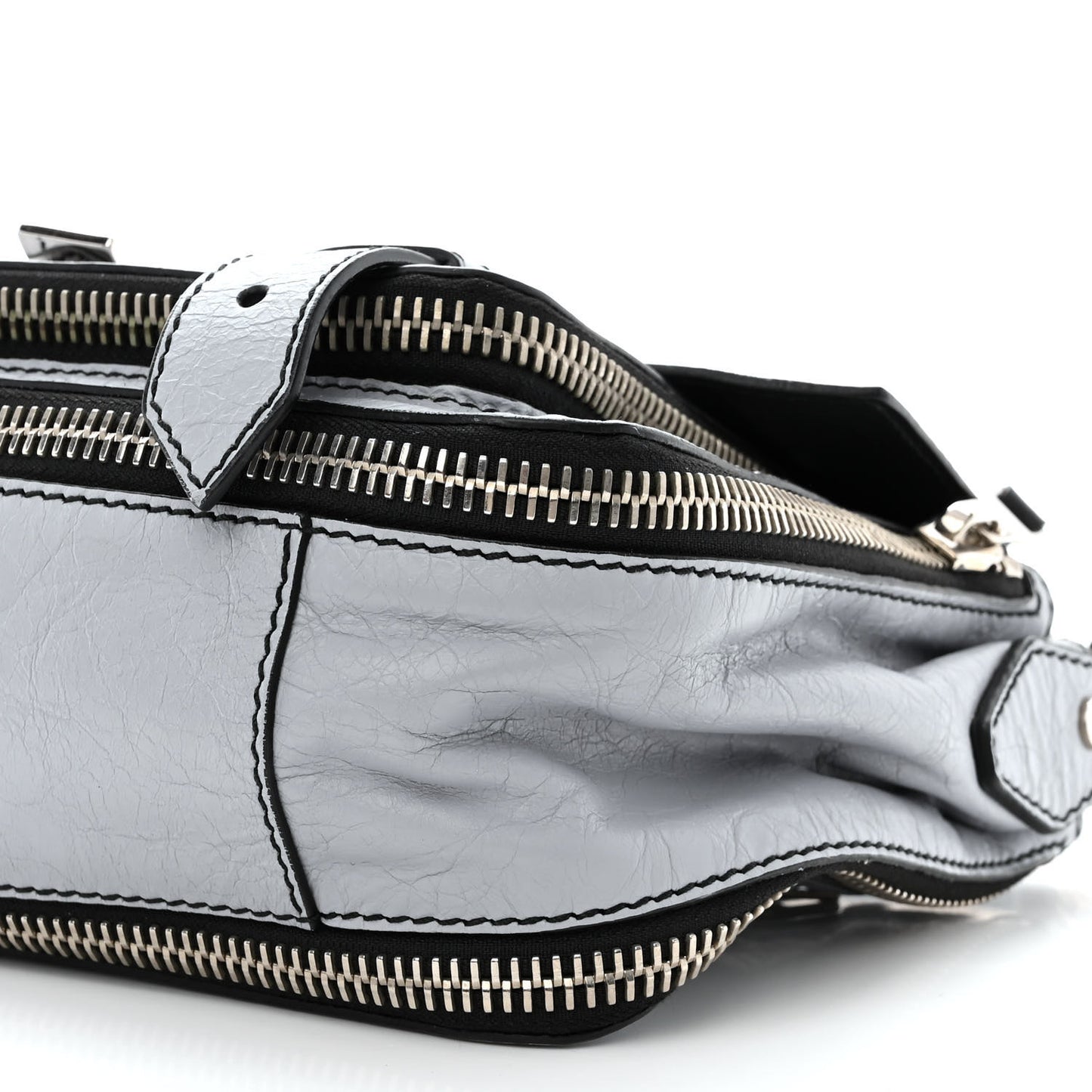 Paper Lambskin Tiny PS1 Plus Zip Satchel Dove Grey