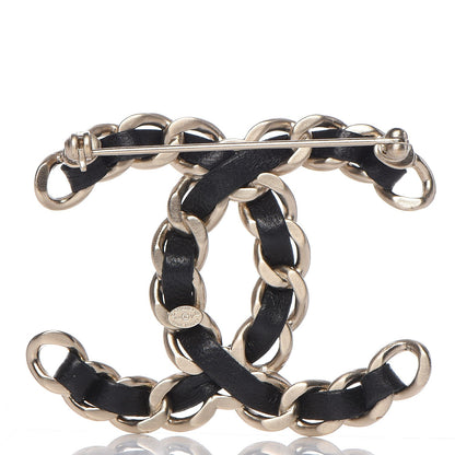 Chanel Lambskin Chain CC Brooch Black Gold 3 of 4