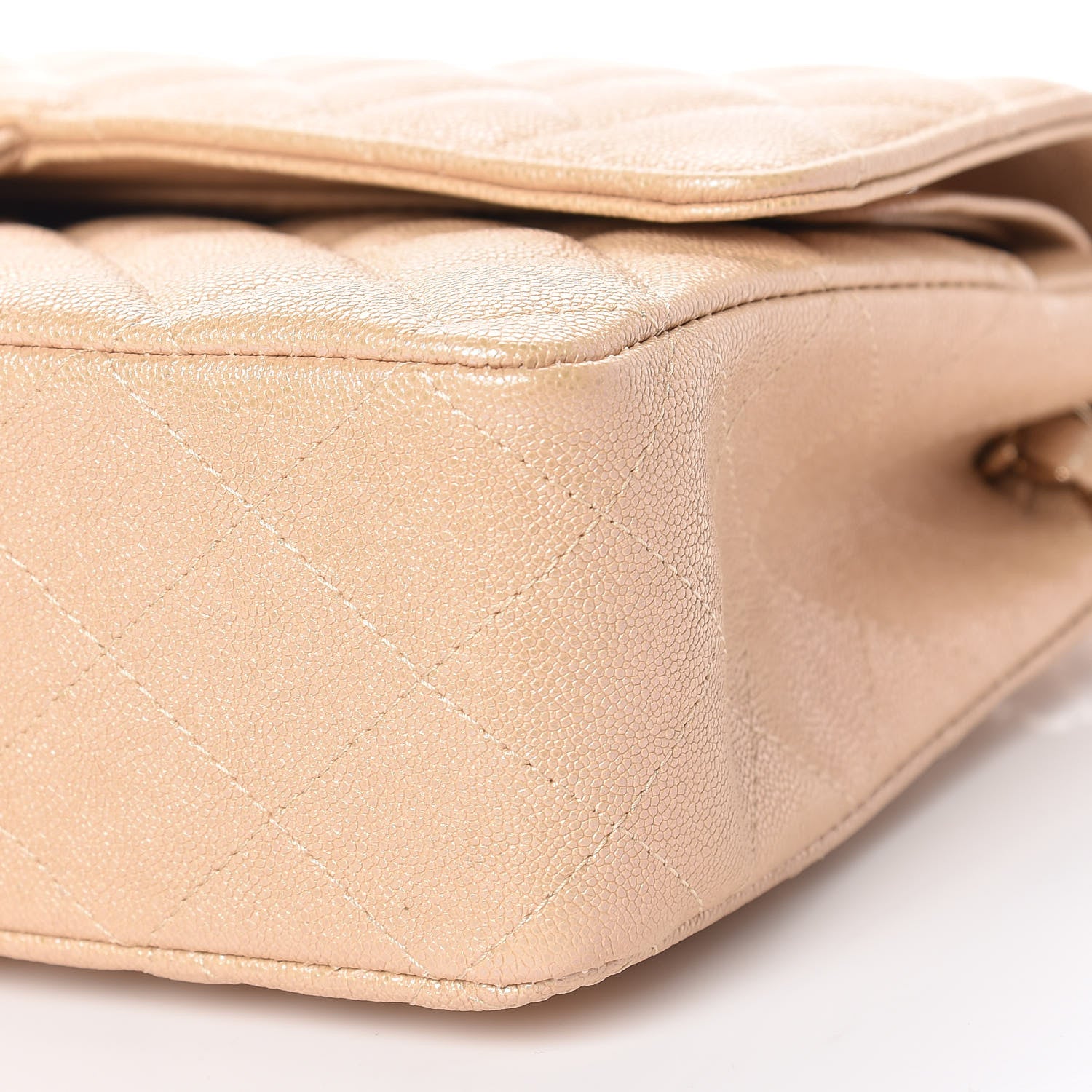 Chanel Iridescent Caviar Quilted Medium Double Flap Beige 10 of 11